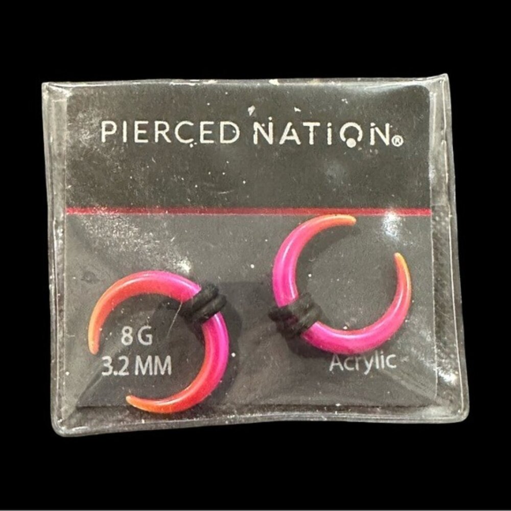 8G 3.2MM Acrylic Pink & Orange Fake Taper Earrings By Pierced Nation